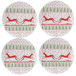 Hermia 2757Supla Mantel de Mesa - 4 Piezas, Poliéster/Algodón, Diámetro 37 cm